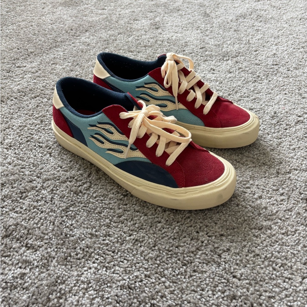 Red and Blue Flame Sneakers